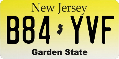 NJ license plate B84YVF