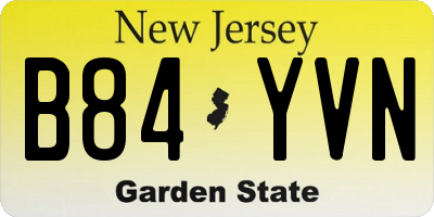 NJ license plate B84YVN