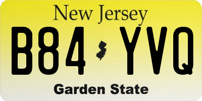 NJ license plate B84YVQ