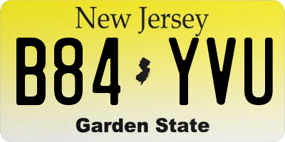 NJ license plate B84YVU
