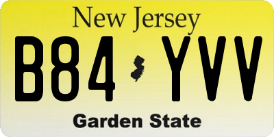 NJ license plate B84YVV