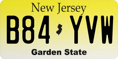 NJ license plate B84YVW