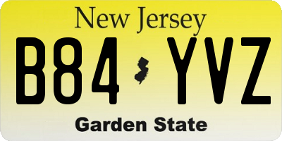 NJ license plate B84YVZ