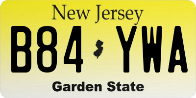 NJ license plate B84YWA