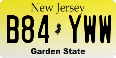 NJ license plate B84YWW