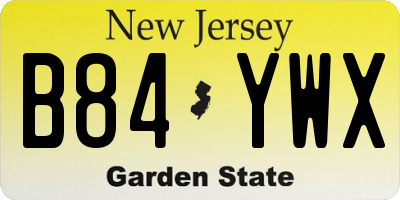 NJ license plate B84YWX