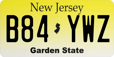 NJ license plate B84YWZ