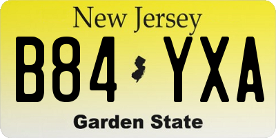 NJ license plate B84YXA
