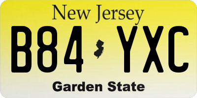 NJ license plate B84YXC