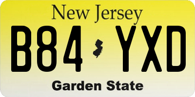 NJ license plate B84YXD