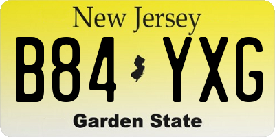 NJ license plate B84YXG