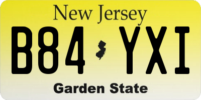 NJ license plate B84YXI