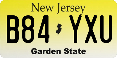 NJ license plate B84YXU