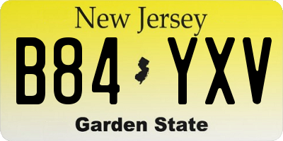NJ license plate B84YXV