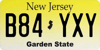 NJ license plate B84YXY