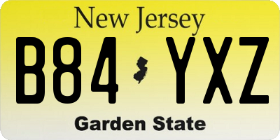 NJ license plate B84YXZ