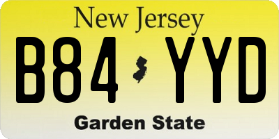 NJ license plate B84YYD