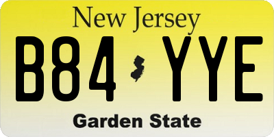 NJ license plate B84YYE