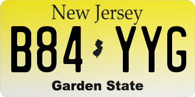 NJ license plate B84YYG