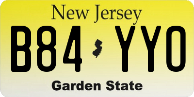 NJ license plate B84YYO