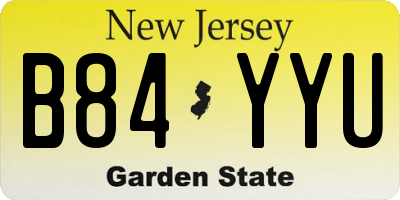 NJ license plate B84YYU