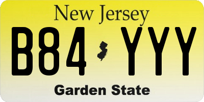 NJ license plate B84YYY