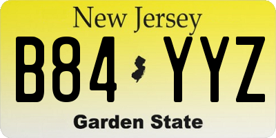 NJ license plate B84YYZ