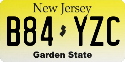 NJ license plate B84YZC