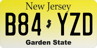 NJ license plate B84YZD