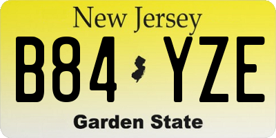 NJ license plate B84YZE