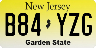 NJ license plate B84YZG