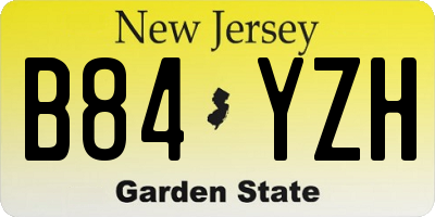 NJ license plate B84YZH