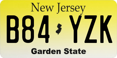 NJ license plate B84YZK