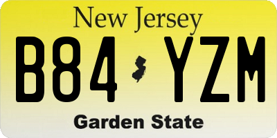 NJ license plate B84YZM