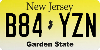 NJ license plate B84YZN