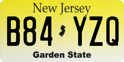 NJ license plate B84YZQ