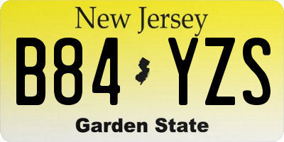 NJ license plate B84YZS