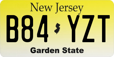NJ license plate B84YZT