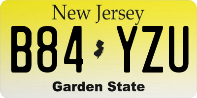 NJ license plate B84YZU
