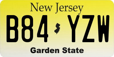 NJ license plate B84YZW