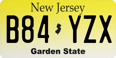 NJ license plate B84YZX