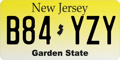 NJ license plate B84YZY