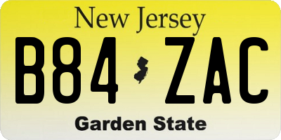 NJ license plate B84ZAC