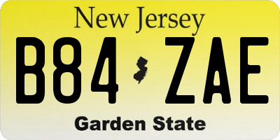 NJ license plate B84ZAE