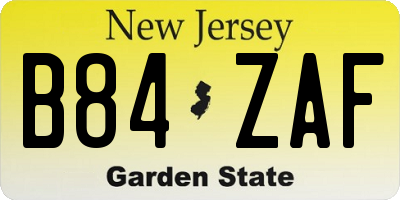 NJ license plate B84ZAF