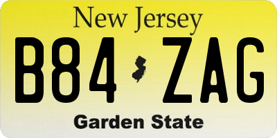 NJ license plate B84ZAG