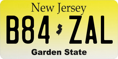 NJ license plate B84ZAL