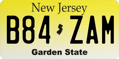 NJ license plate B84ZAM