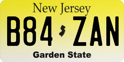 NJ license plate B84ZAN