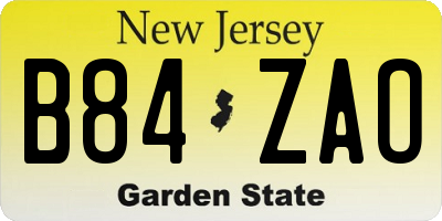 NJ license plate B84ZAO